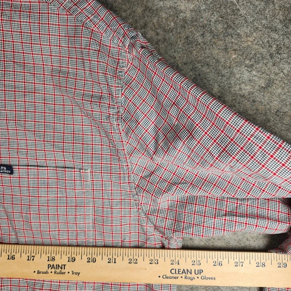 VTG Chaps Ralph Lauren Men Plaid Button Down Shirt Red Blue White Size XL Casual